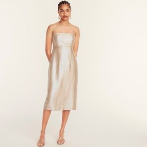 BRAND NEW J.Crew Double tie-back metallic linen dress